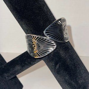 Bypass Hinged Bangle - silver plated